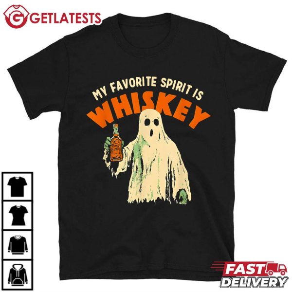 My Favorite Spirit Is Whiskey Ghost Halloween T Shirt (2)