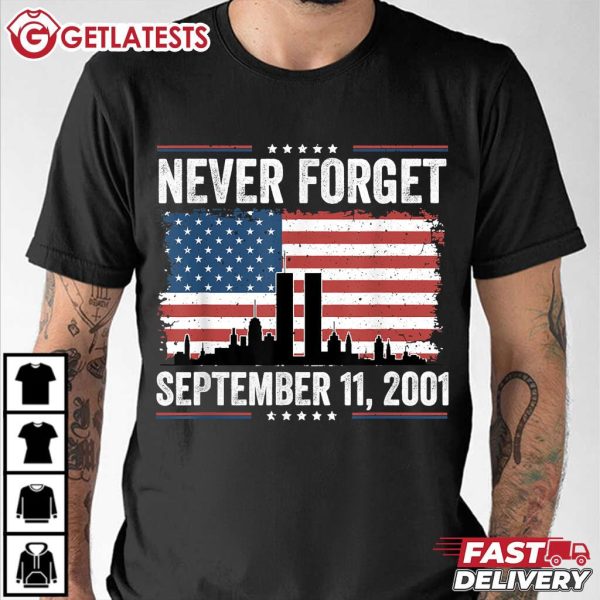 Never Forget September 11 2001 American Flag T Shirt (3)