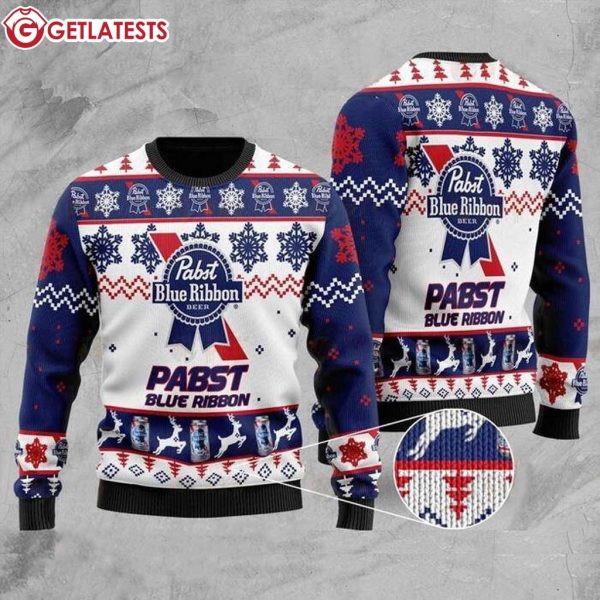 Pabst Blue Ribbon Christmas Ugly Sweater