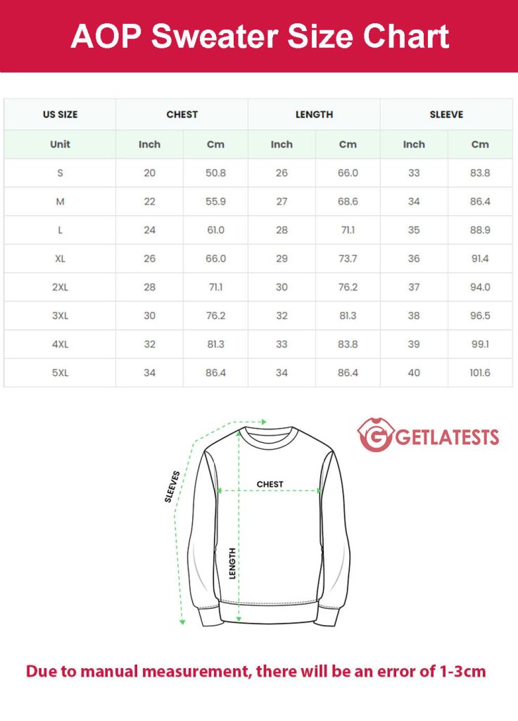 AOP Sweater Size Chart