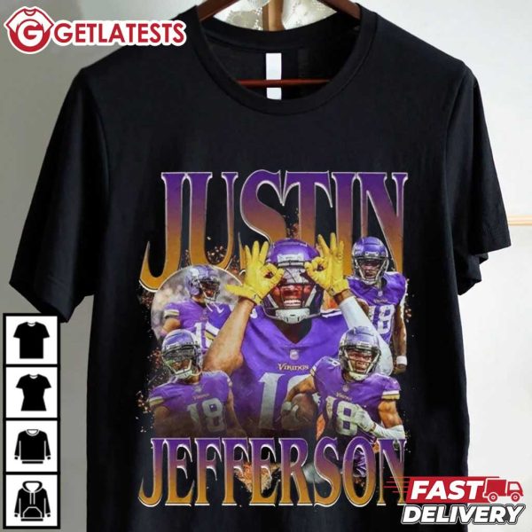 Justin Jefferson Minnesota Vikings NFL Retro Graphic T Shirt (1)