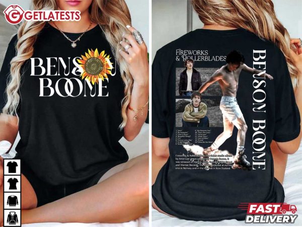 Benson Boone Sunflowers Fireworks and Rollerblades World Tour T Shirt (1)