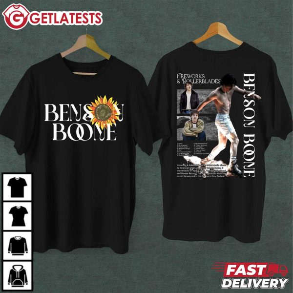 Benson Boone Sunflowers Fireworks and Rollerblades World Tour T Shirt (2)