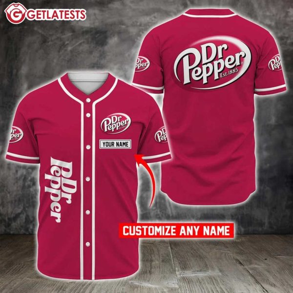 Dr Pepper Red Custom Name Baseball Jersey