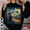 Starry Night Black Cat Witch Halloween T Shirt (4)