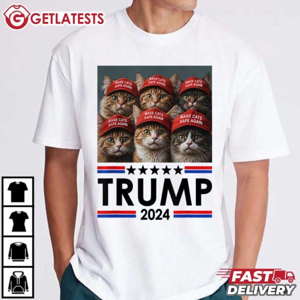 Donald Trump Make Cats Safe Again Red Hat 2024 Debate T Shirt (4)