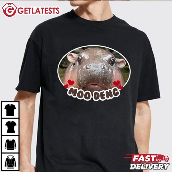 Moo Deng Bouncy Pig In Thai Picture The Cute Baby Hippo T Shirt (3)