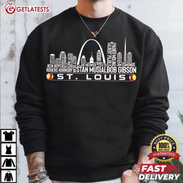 St Louis Baseball Team All Time Legends St Louis City Skyline T Shirt (2)