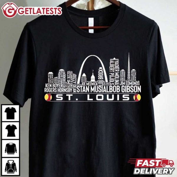 St Louis Baseball Team All Time Legends St Louis City Skyline T Shirt (4)