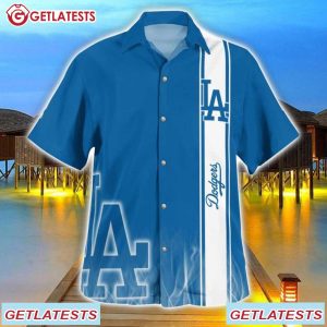 Los Angeles Dodgers Blue And White Flame Hawaiian Shirt (2)