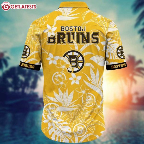 Boston Bruins NHL Floral Pattern Yellow Summer Hawaiian Shirt (2)