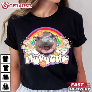 Moo Deng Cute Baby Pygmy Hippo Cloud Rainbow T Shirt (1)