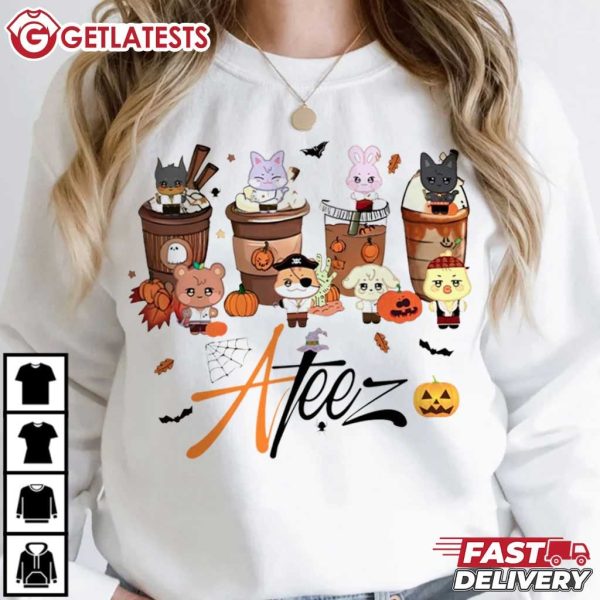 Ateez Coffee Cute Halloween Kpop Music T Shirt (2)