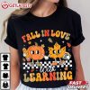 Fall In Love With Learning Autumn Pumpkin Teacher Retro Graphic T Shirt (3)