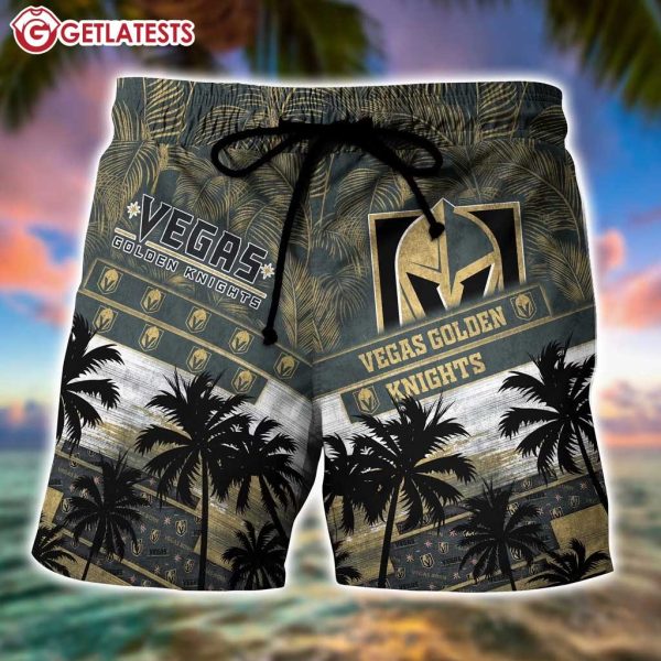 Vegas Golden Knights NHL Palm Tree Pattern Hawaiian Shirt And Shorts (1)