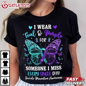 I Wear Teal And Purple Suicide Prevention Awareness Butterfly T Shirt (1)