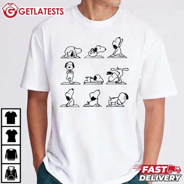 Snoopy Dog Yoga Poses Cartoon T Shirt