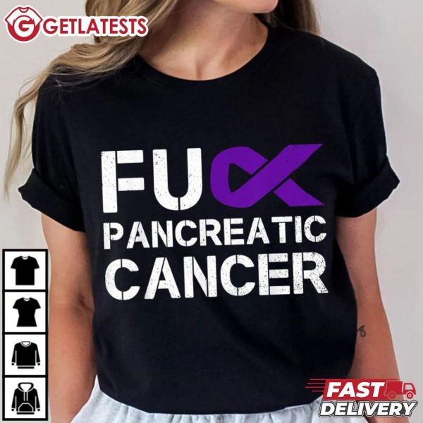 Fuck FU Pancreatic Cancer Awareness Warrior Purple Ribbon T Shirt (1)