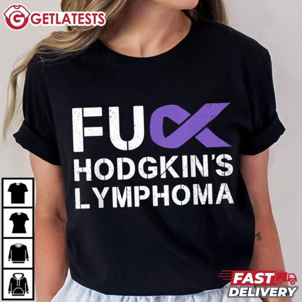 Fuck Hodgkin's Lymphoma Cancer Awareness Ribbon Support T Shirt (1)