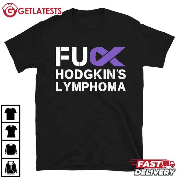 Fuck Hodgkin's Lymphoma Cancer Awareness Ribbon Support T Shirt (2)