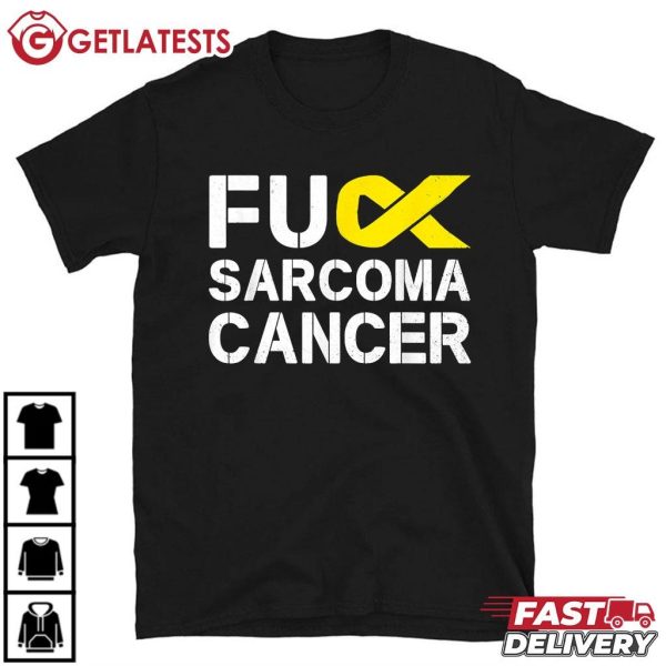 Fuck Sarcoma Cancer Awareness Yellow Ribbon Warrior Fighter T Shirt (2)