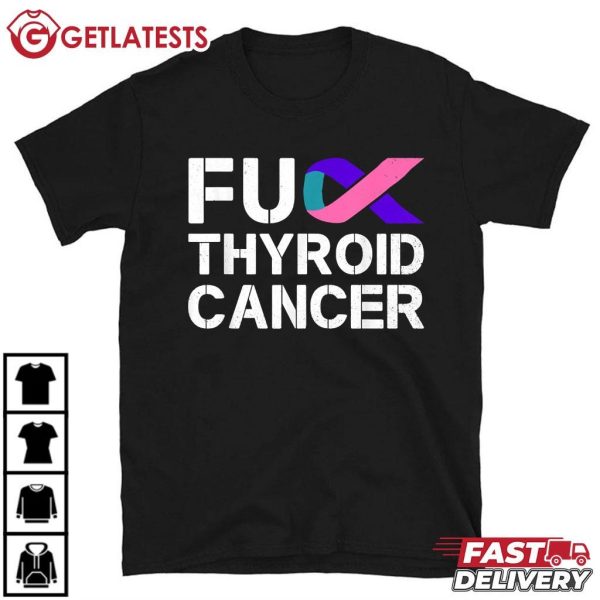 Fuck Thyroid Cancer Awareness Month Ribbon Survivor Fighter T Shirt (2)