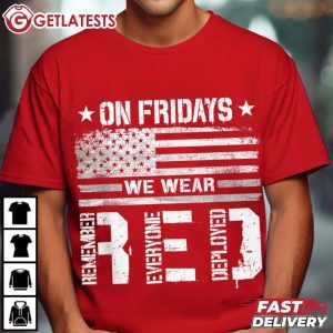 On Friday We Wear Red US Flag Military Supportive T Shirt (1)