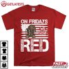 On Friday We Wear Red American Flag Military Boots and Helmet T Shirt (1)