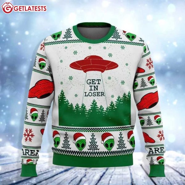 Area 51 Get in Loser UFO Alien Ugly Christmas Sweater