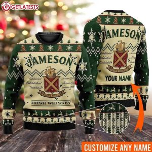 Jameson Irish Whiskey Custom Name Ugly Christmas Sweater