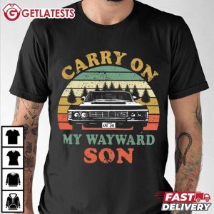 Carry On My Wayward Son Supernatural Car Vintage Graphic T Shirt (4)