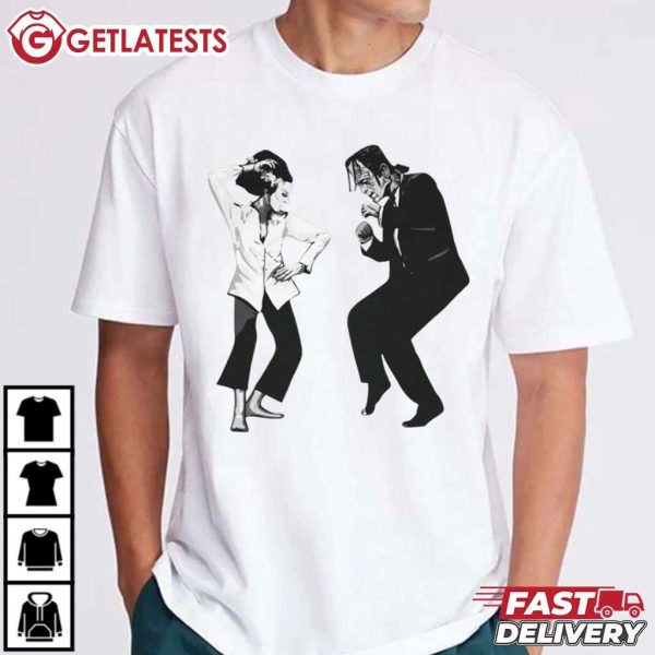 Frankenstein and Bride Pulp Fiction Horror Halloween T Shirt (4)