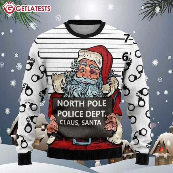 Santa Claus Arrested By North Pole Police Dept Ugly Sweater (2)