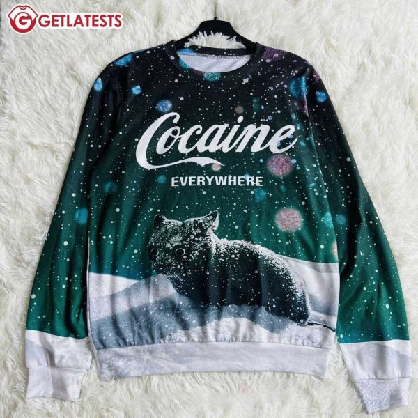 Snow Cat Cocaine Everywhere Ugly Sweater (1)