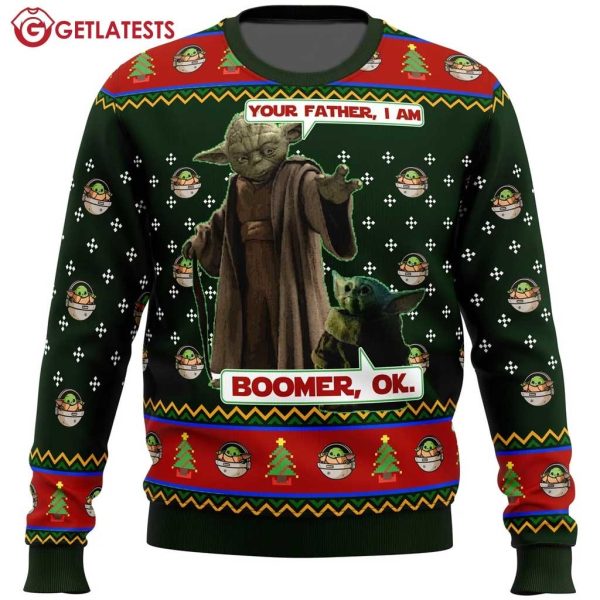 Baby Yoda Your Father I Am Boomer Ok Star Wars Ugly Christmas Sweater