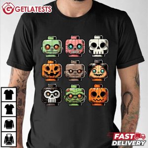 Building Brick Heads Horror Halloween Characters Mask T Shirt (1)