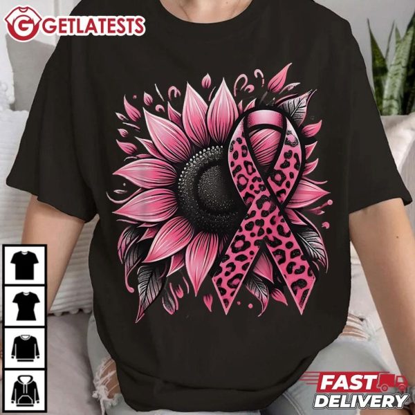 Sunflower Pink Breast Cancer Awareness T Shirt (1)