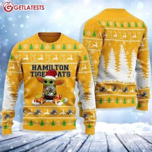 Baby Yoda Hamilton Tiger Cats Ugly Christmas Sweater