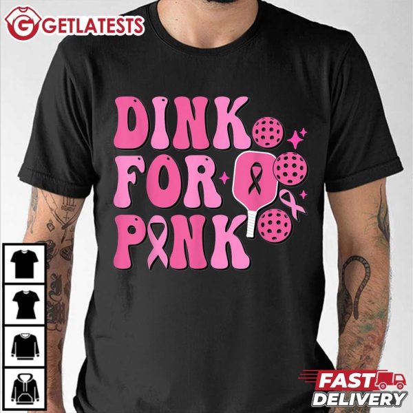 Dink For Pink Breast Cancer Awareness Pickleball Pink Ribbon T Shirt (2)