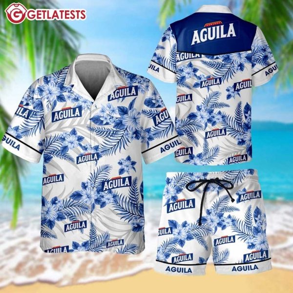 Aguila Beer Summer Hawaiian Shirt And Shorts