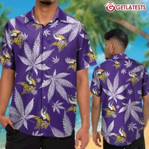 Minnesota Vikings Cannabis Leaves Hawaiian Shirt And Shorts (3)