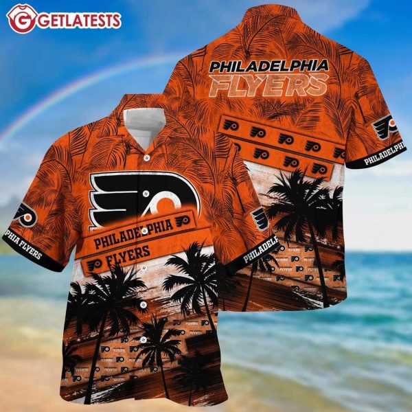 Philadelphia Flyers NHL Palm Tree Pattern Hawaiian Shirt And Shorts (1)