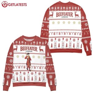 Beefeater London Dry Gin Reindeer Snowflake Pattern Ugly Christmas Sweater (2)