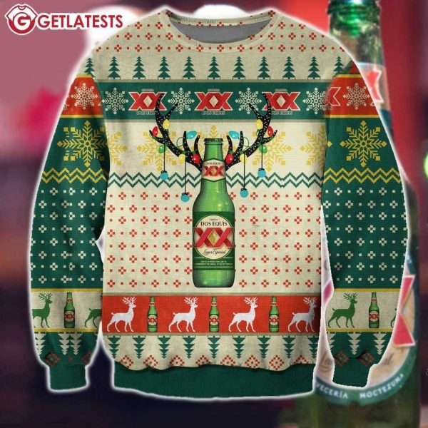 Dos Equis Beer Reindeer Ugly Christmas Sweater