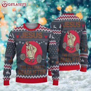 Jesus The Ultimate Deadlifter Ugly Christmas Sweater (1)