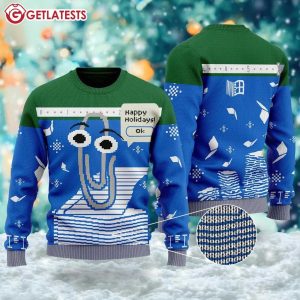 Clippy Microsoft Office Happy Holidays OK Ugly Christmas Sweater