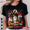 Happy HalloThanksMas Cats Halloween Thanksgiving Christmas T Shirt (1)