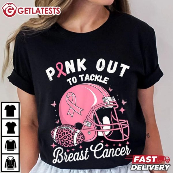 Pink Out To Tackle Breast Cancer Awareness American Football T Shirt (1)