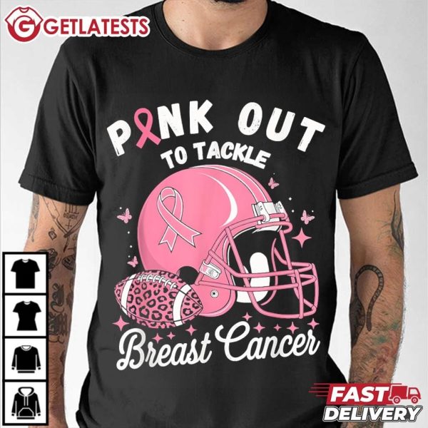 Pink Out To Tackle Breast Cancer Awareness American Football T Shirt (2)