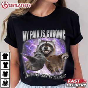 Racoon Meme My Pain Is Chronic But My Ass Is Iconic T Shirt (1)